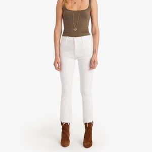 Mother Insider Crop Step Fray White Denim